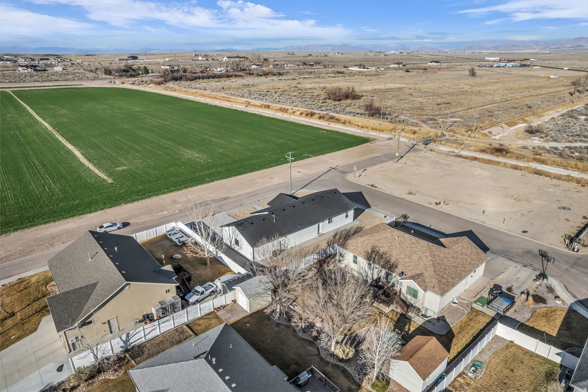 Aerial view of sparsely populated area