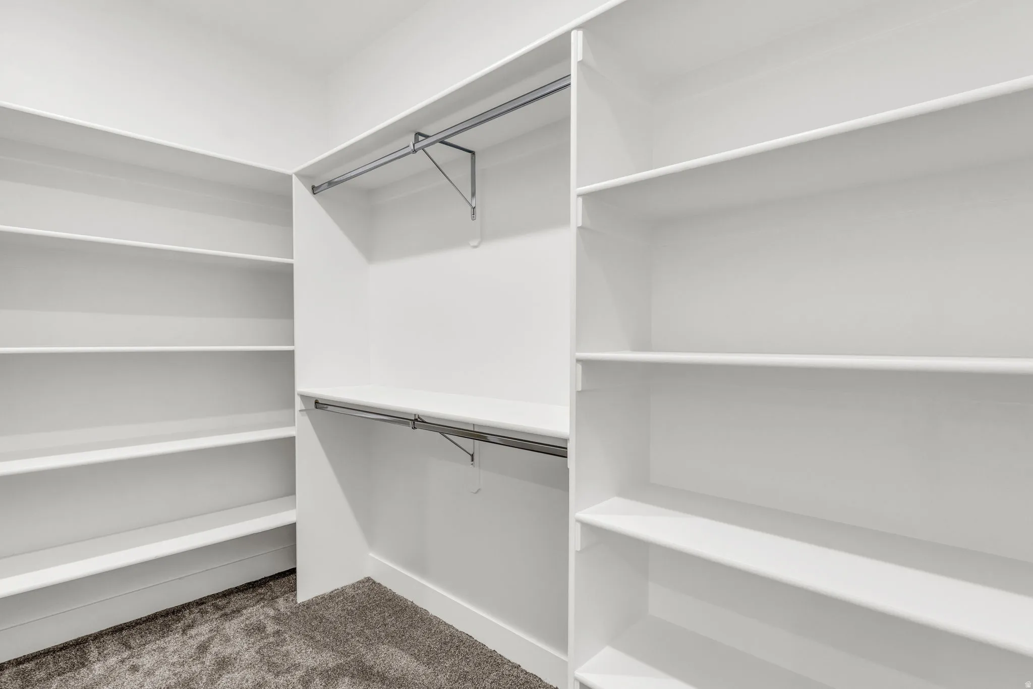 Walk in closet with dark carpet