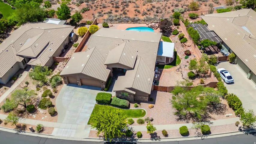 View from above of property with a desert landscape