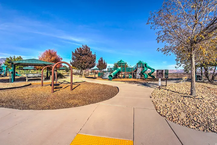 Community playground featuring a gazebo