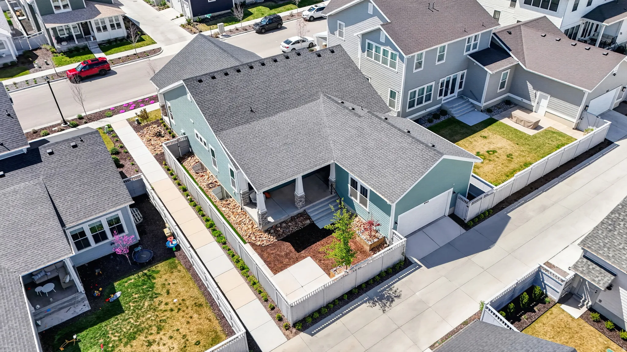 Aerial view of residential area