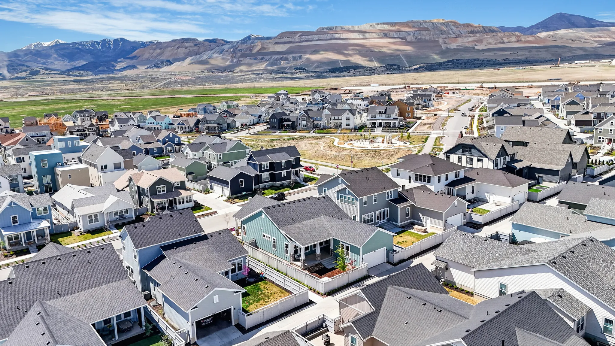 Drone / aerial view of a mountain backdrop