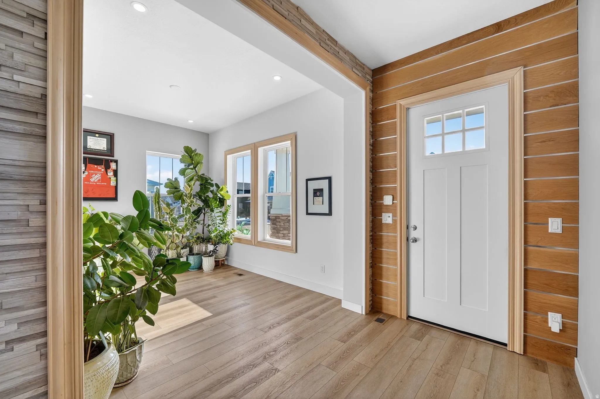 Entrance foyer and view of office