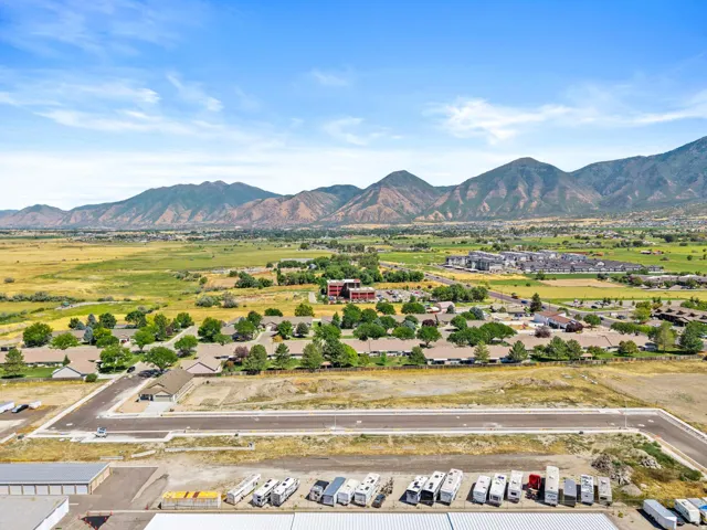 Aerial view of a mountain backdrop