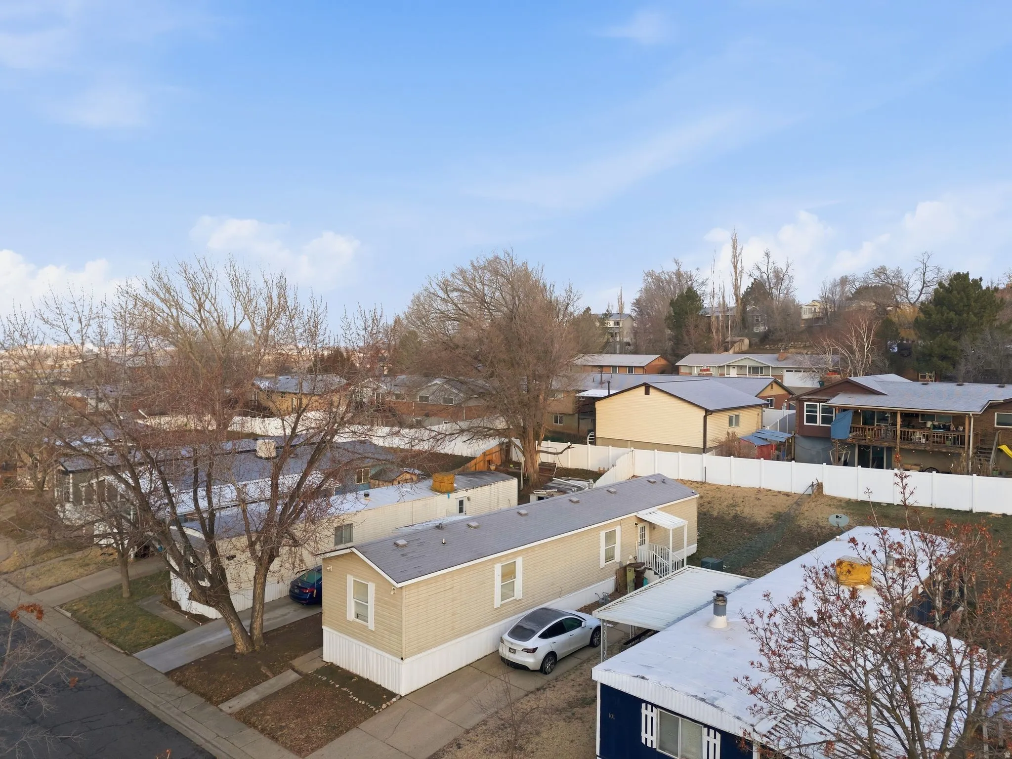 Aerial perspective of suburban area