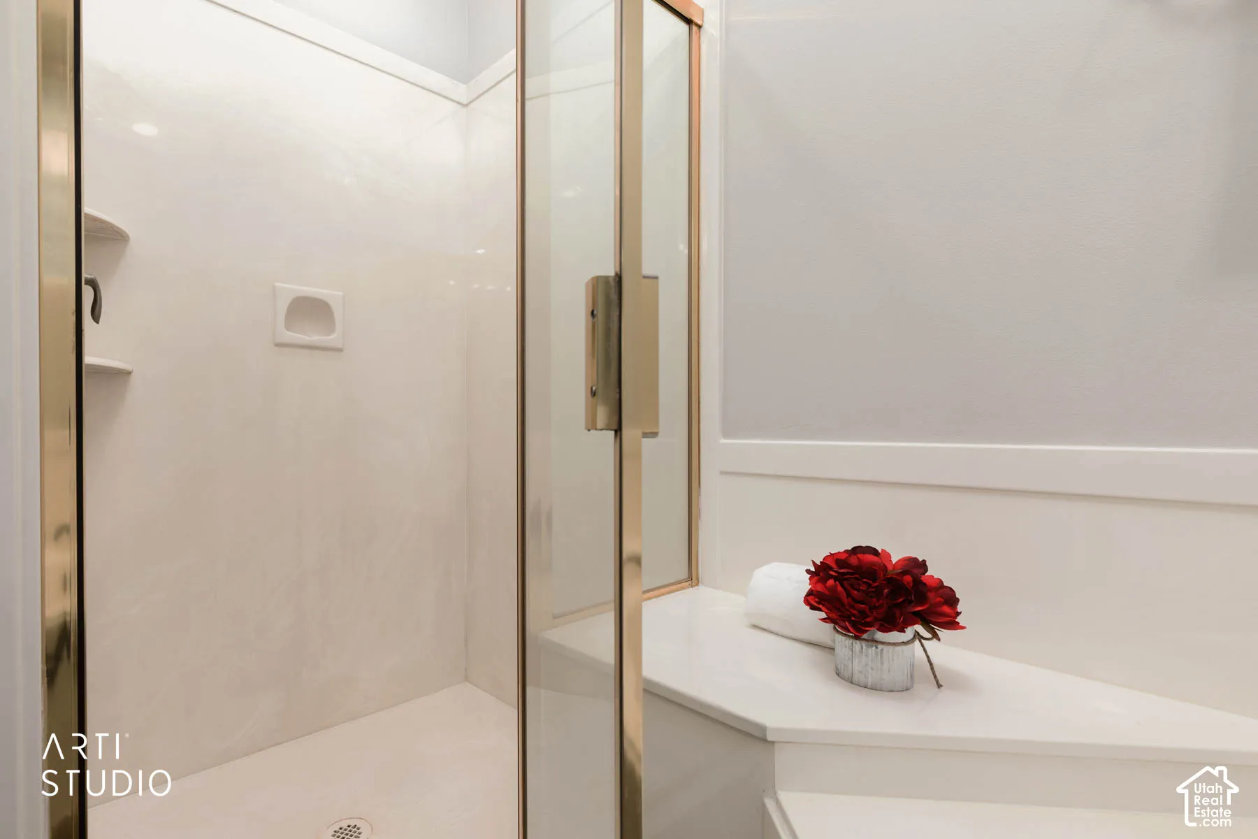 Full bathroom featuring a marble finish shower