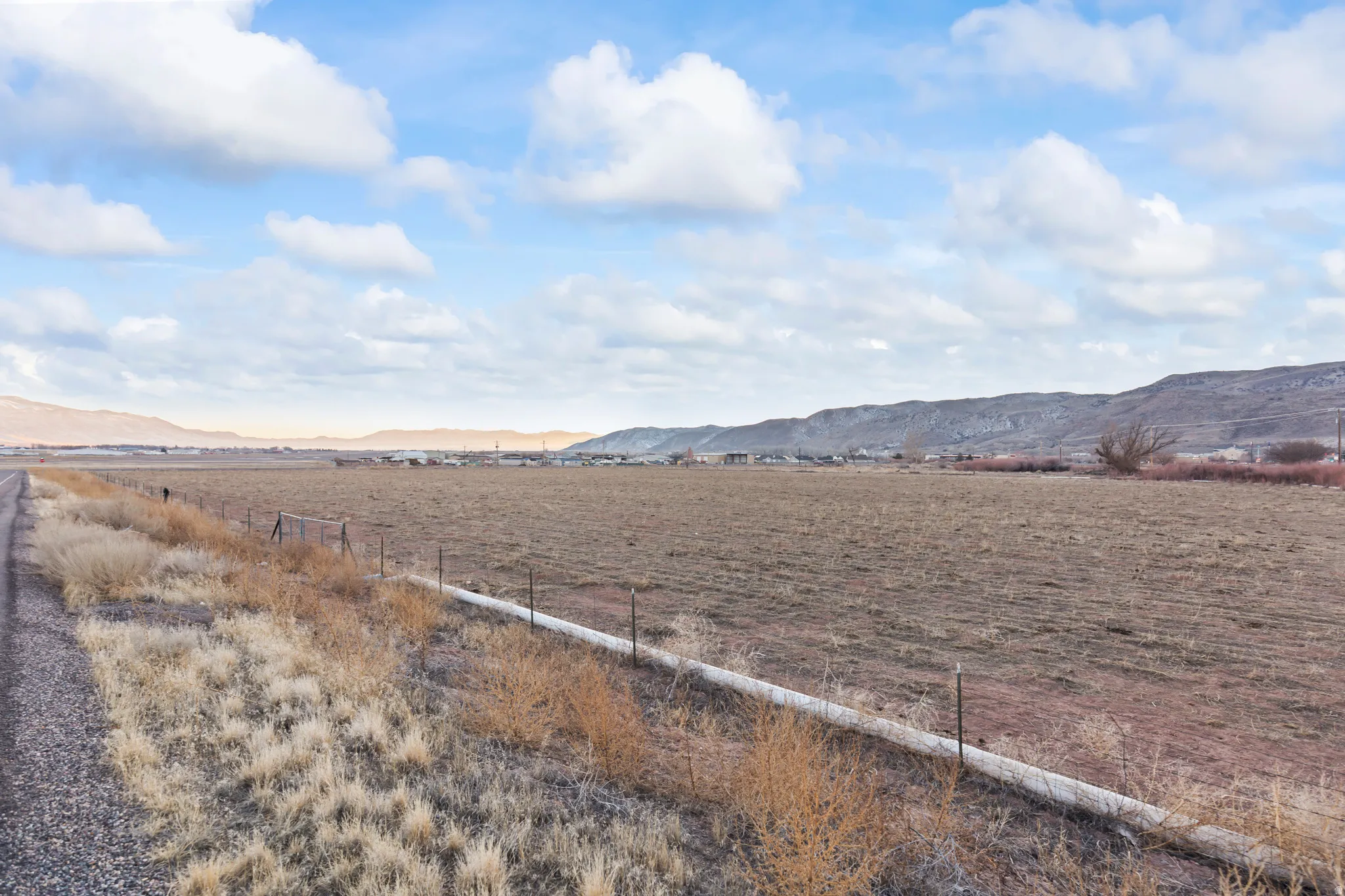 View of mountain background with rural landscape