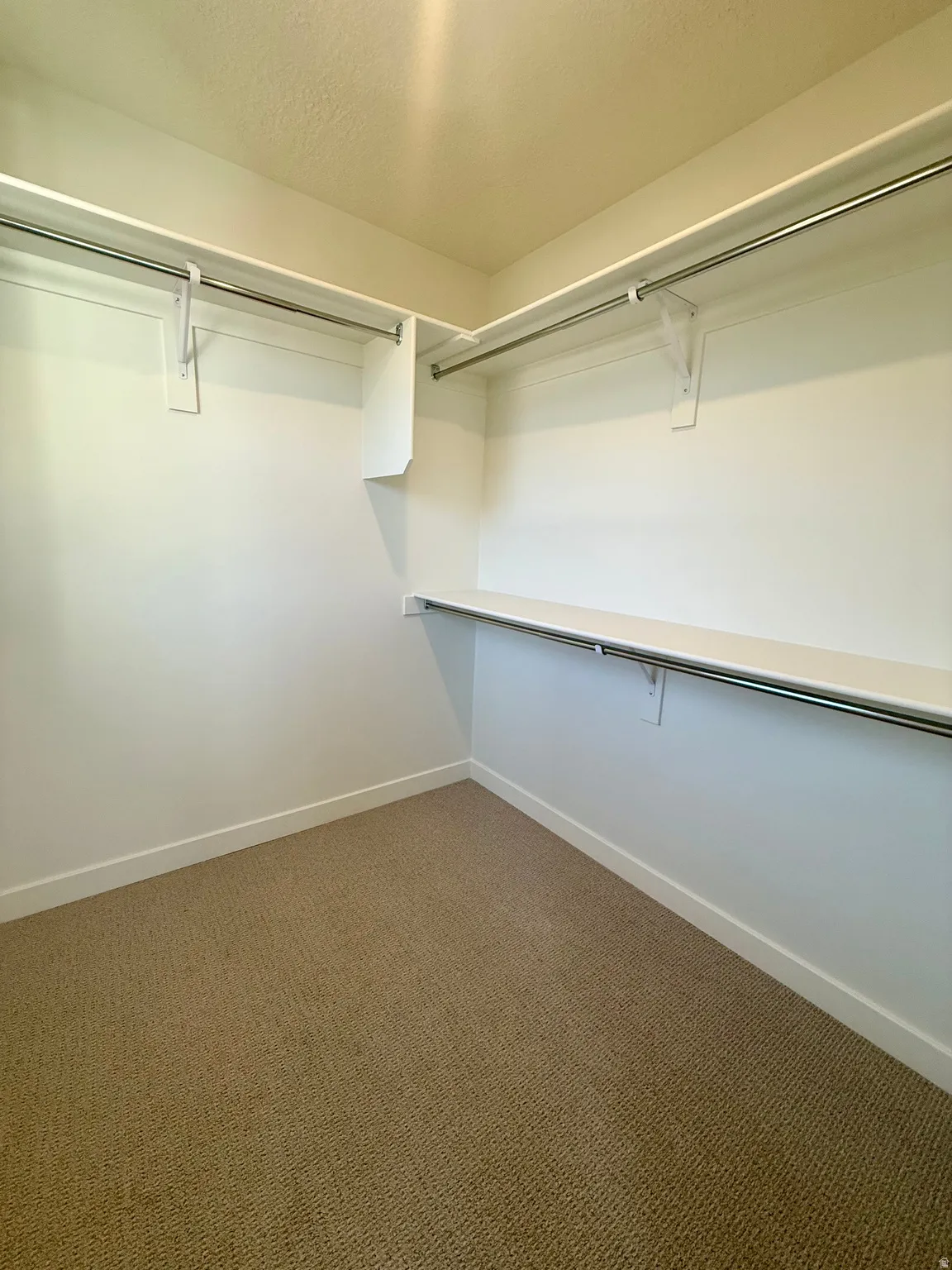 Spacious closet with carpet floors