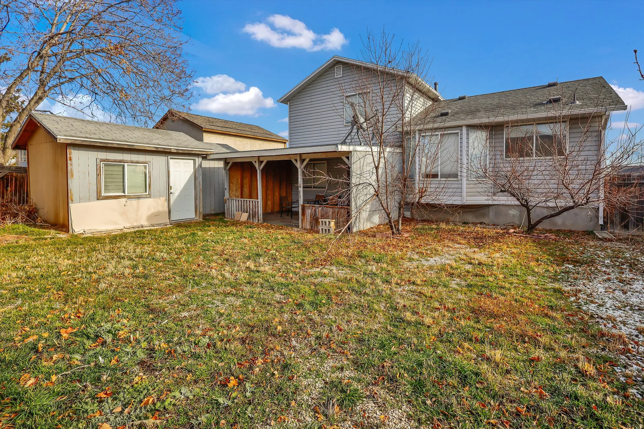 Rear view of the back yard