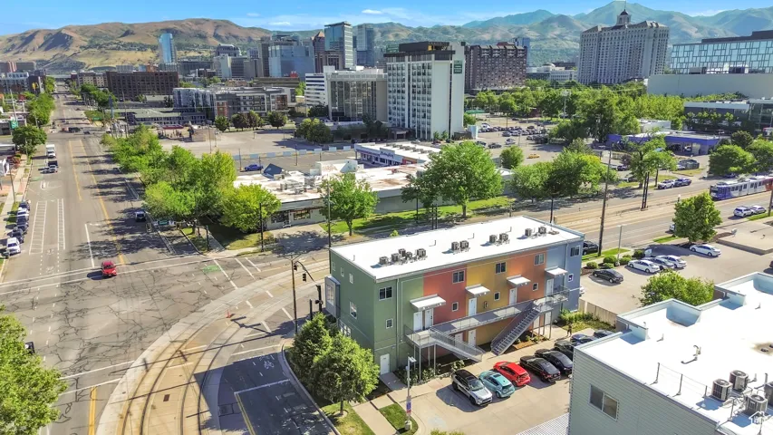 View of urban area featuring a mountain backdrop