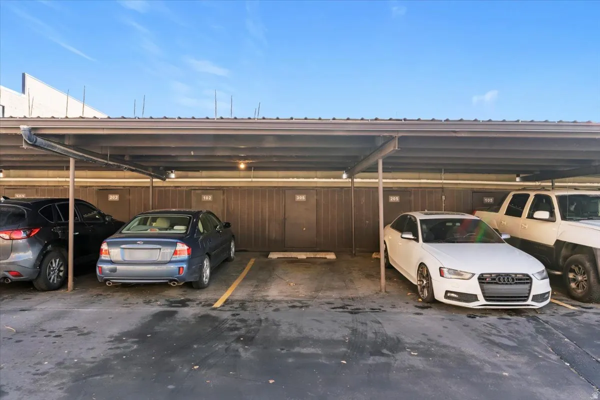 View of covered parking lot