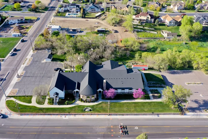 Aerial perspective of suburban area