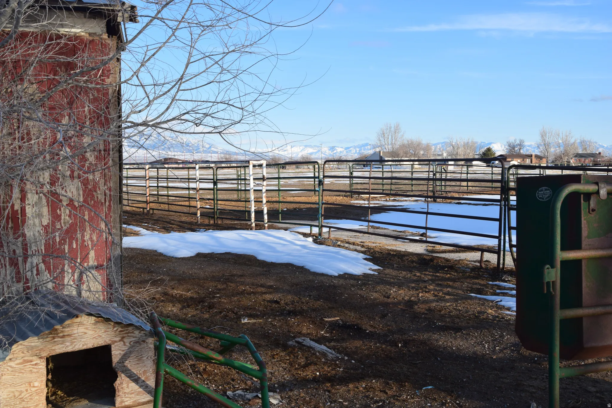 View of yard layered in snow