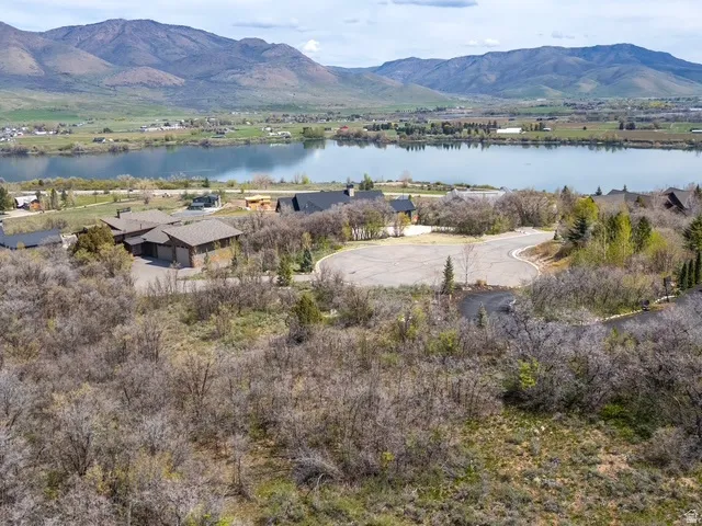 View of mountain background featuring a large body of water