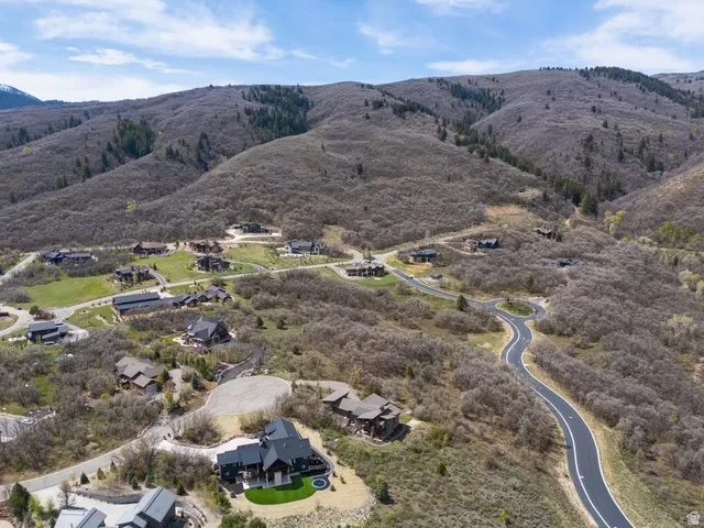 Aerial perspective of suburban area featuring mountains