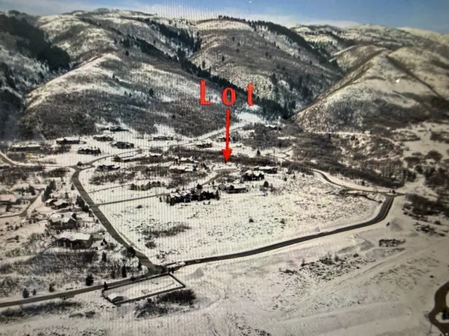 Aerial overview of property's location with mountains