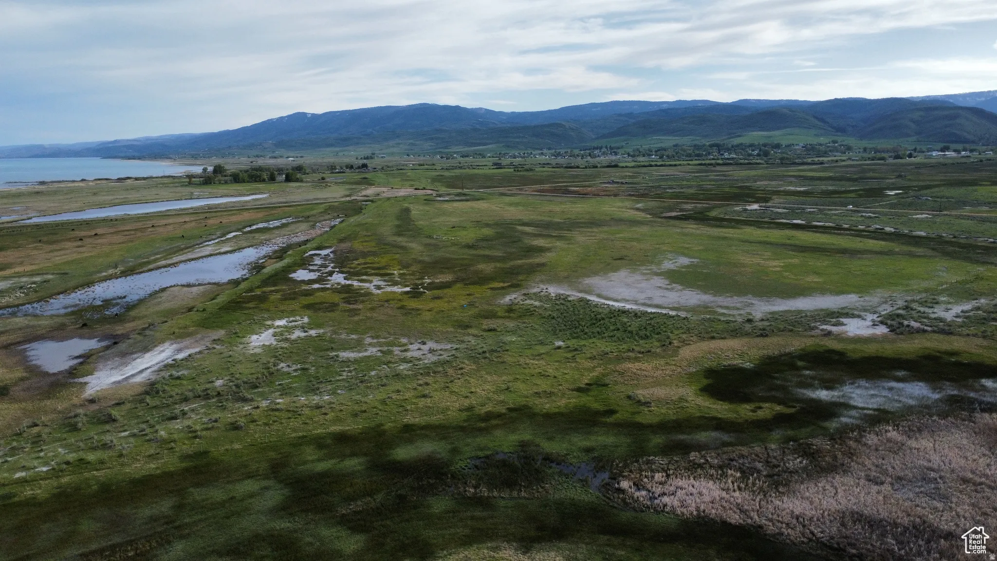 Drone / aerial view of a water and mountain view