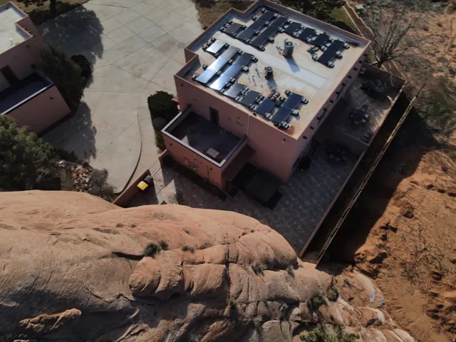 Huge patio.  Solar power