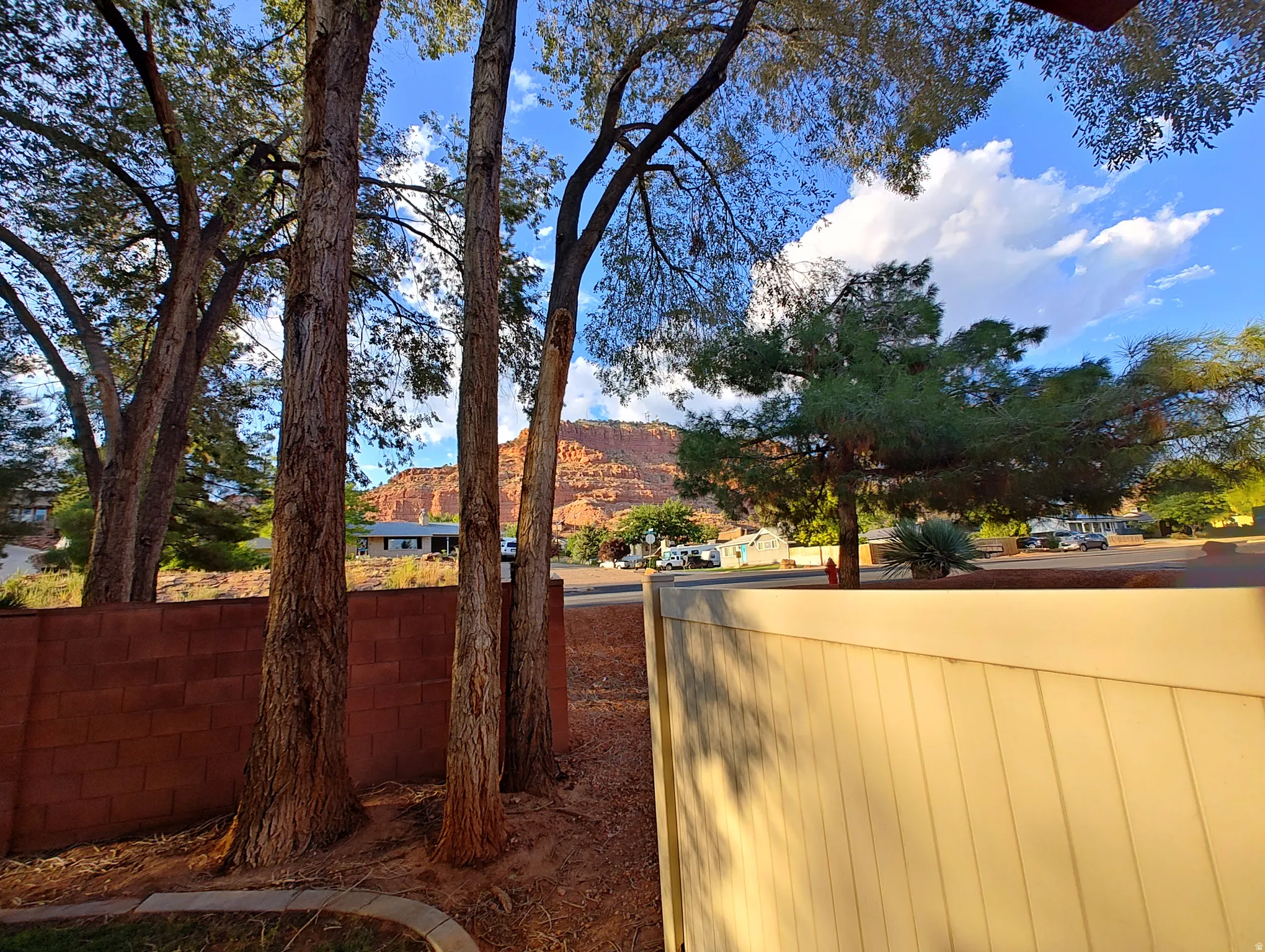 View of yard with a mountain view