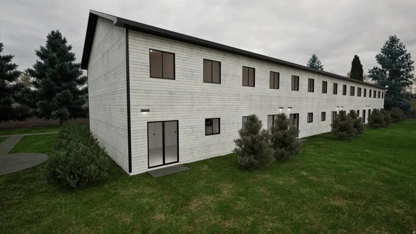 Rear view of property featuring a yard