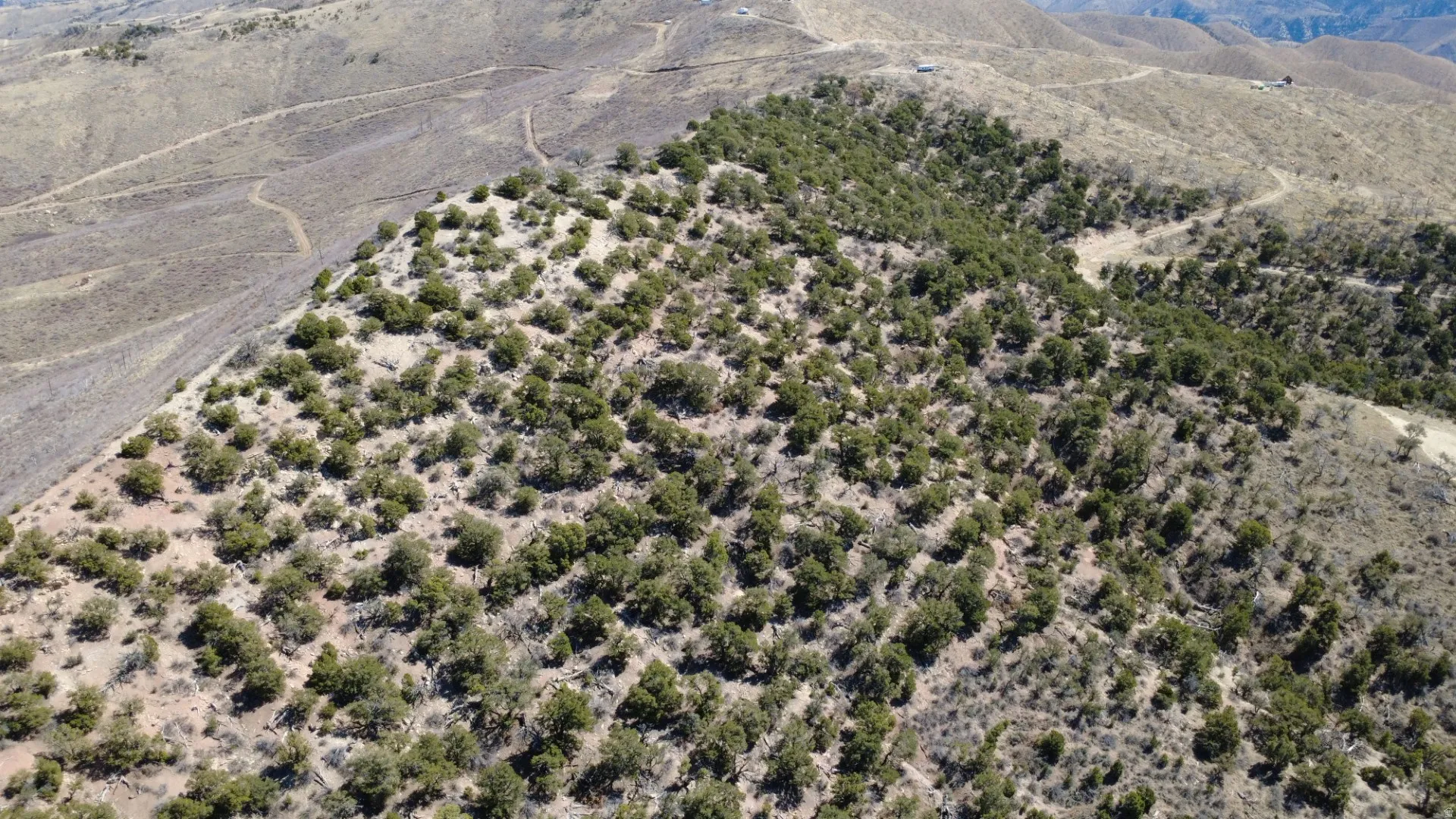 Overview of rural landscape featuring mountains and a desert landscape