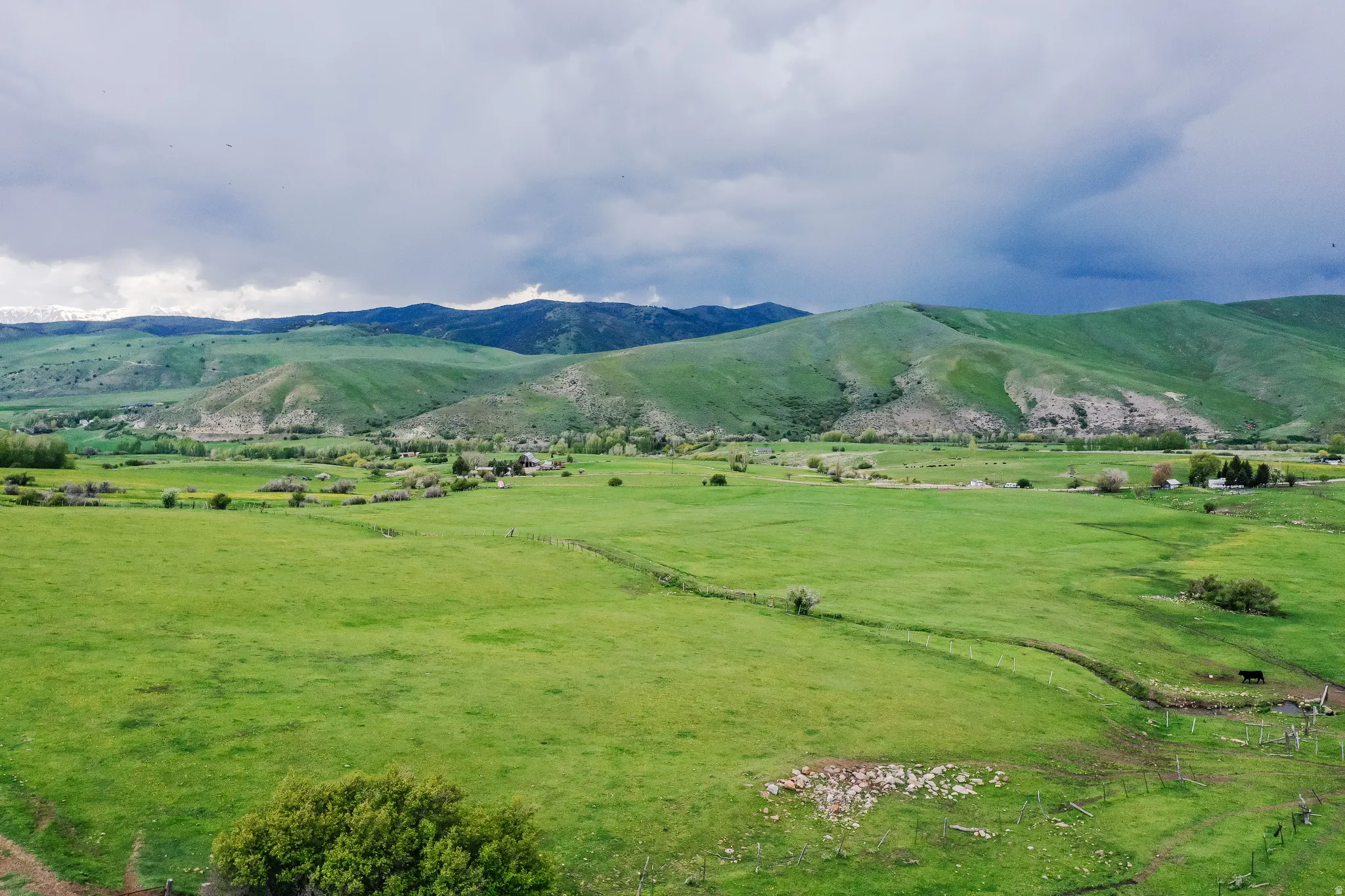 View of mountain background with rural landscape