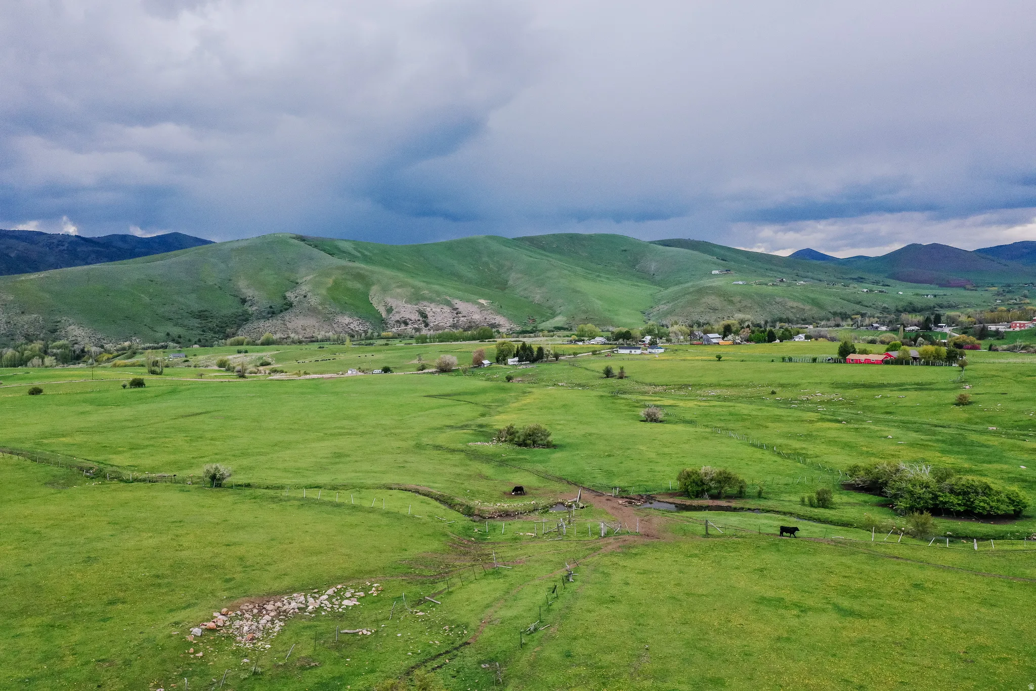 Mountain view with a pastoral area and rural landscape
