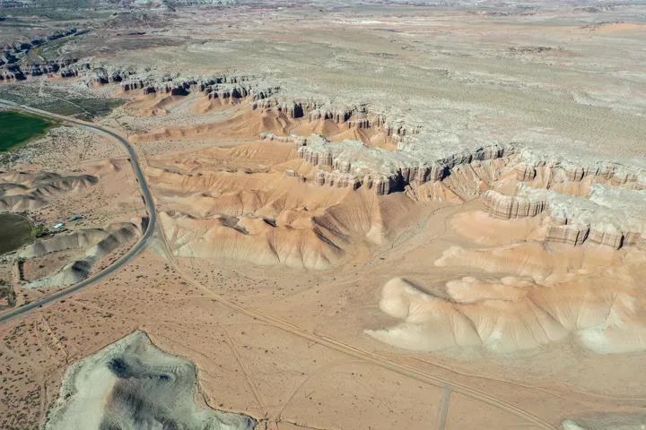 Aerial view of property's location with a desert landscape