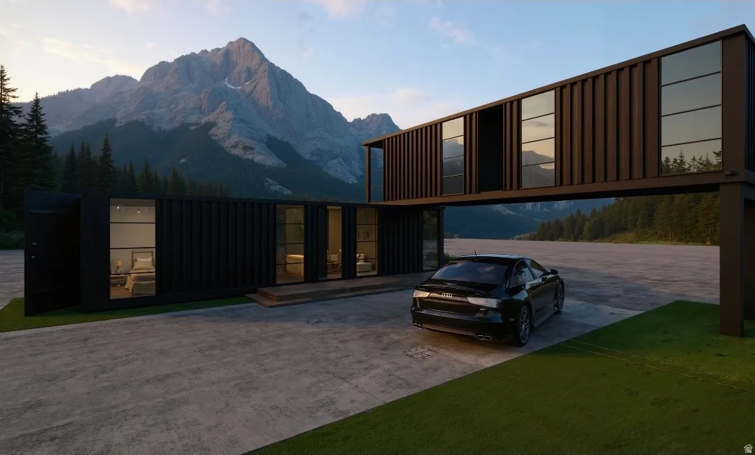 View of front of home with a mountain view
