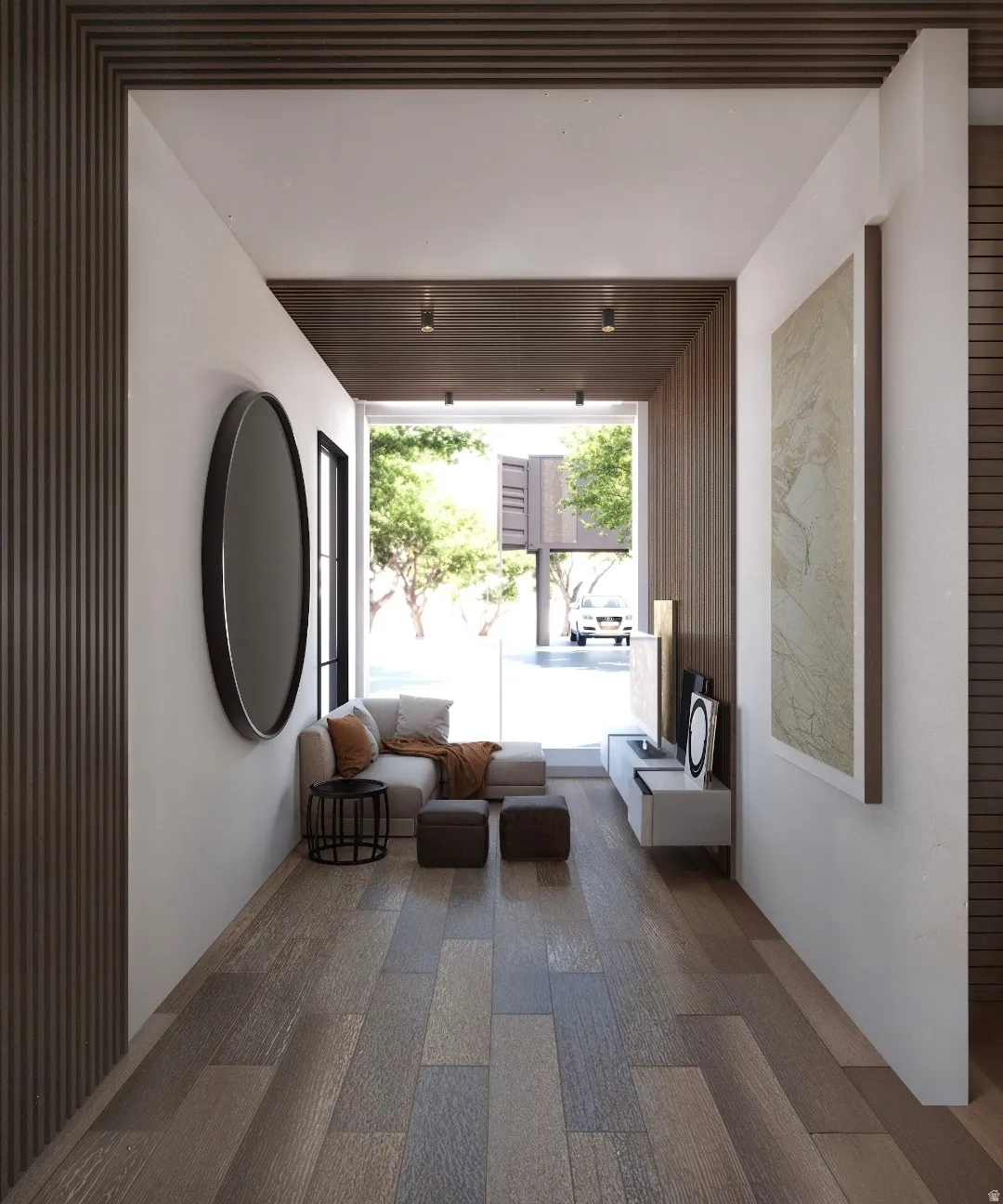 Community lobby with expansive windows