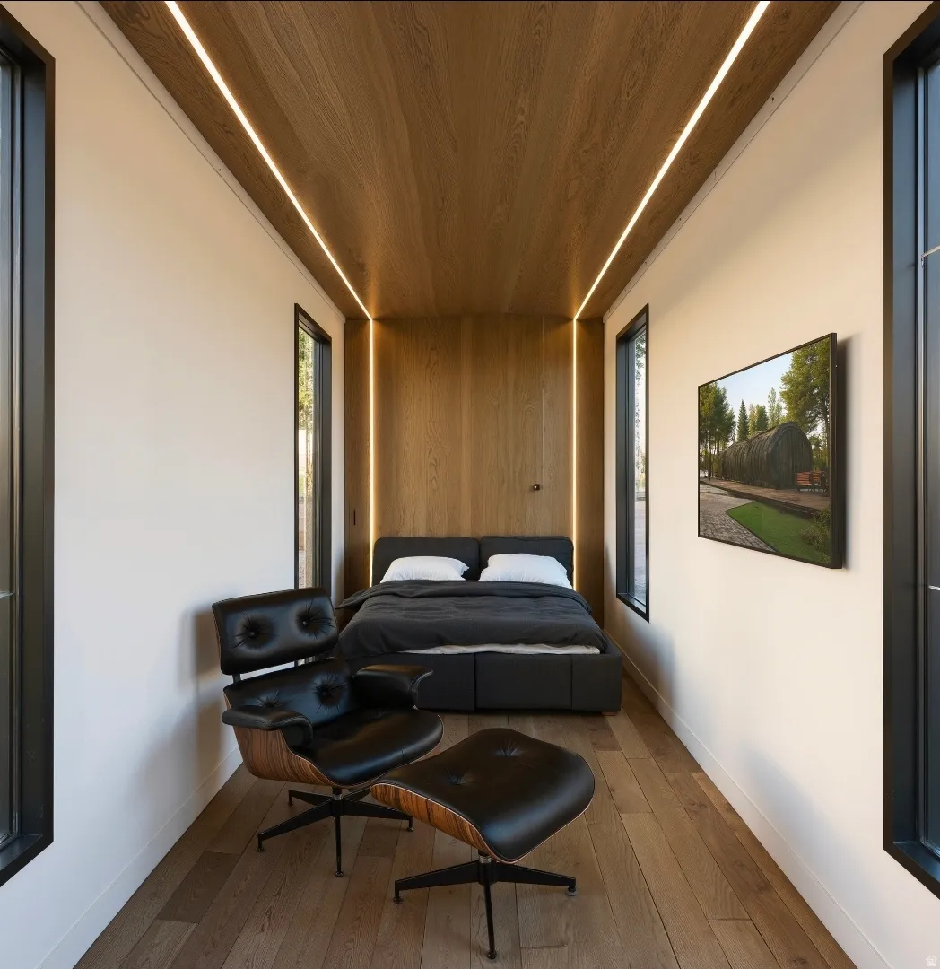 Bedroom featuring wood ceiling and wood-type flooring