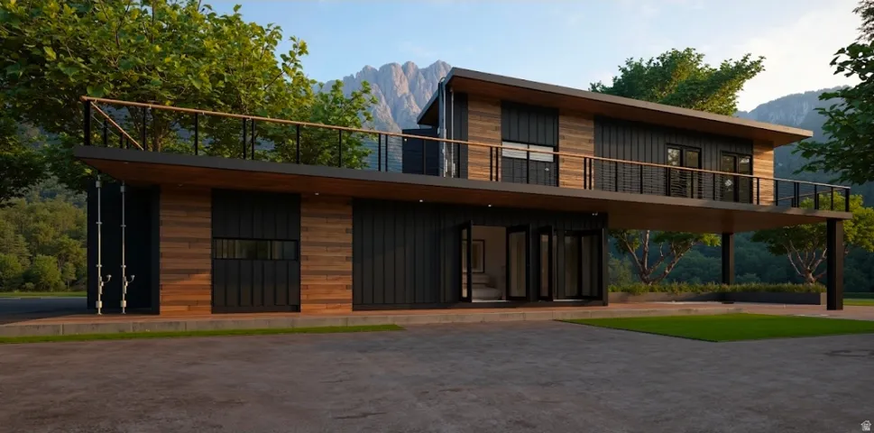 View of front facade featuring a mountain view and a balcony
