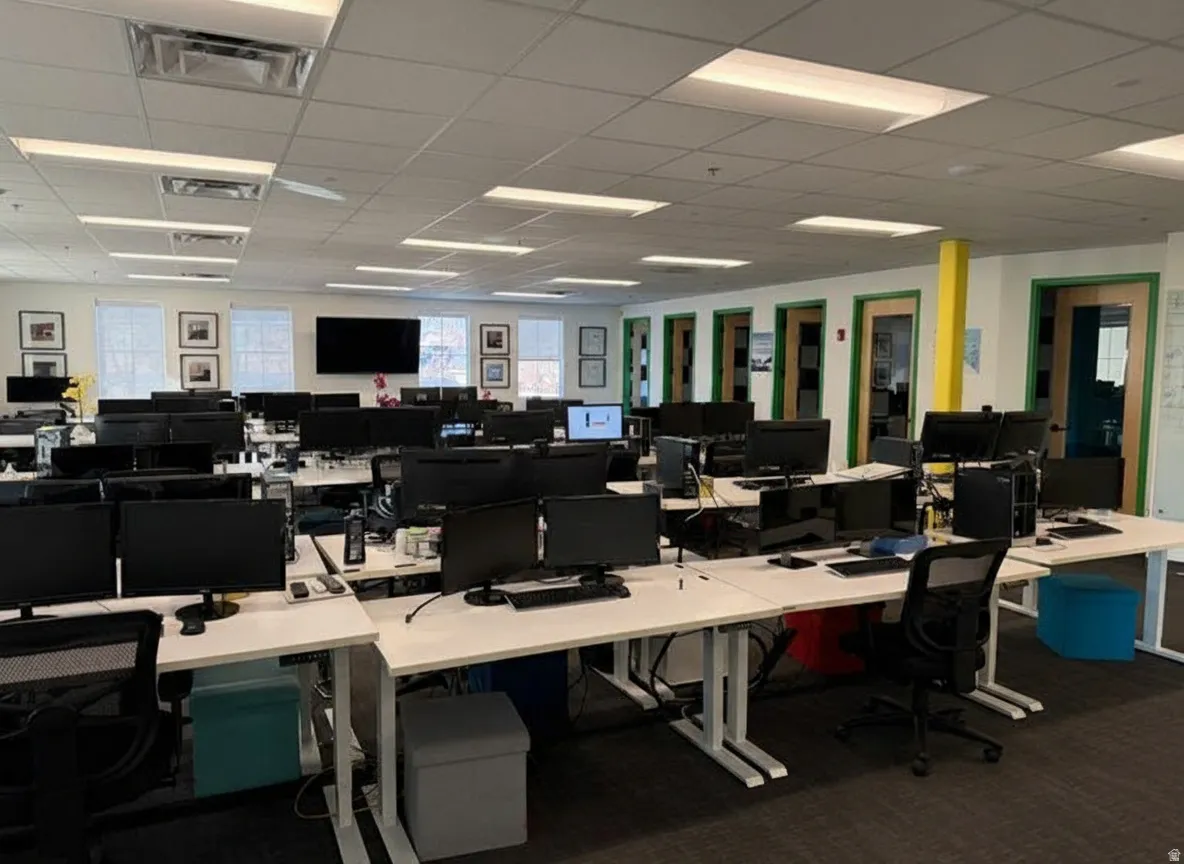 Office with a drop ceiling