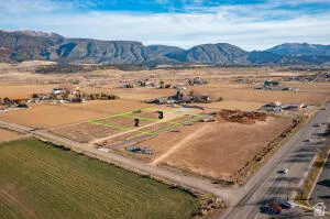 Overview of rural landscape with a mountainous background