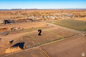 Overview of rural landscape featuring property parcel outlined