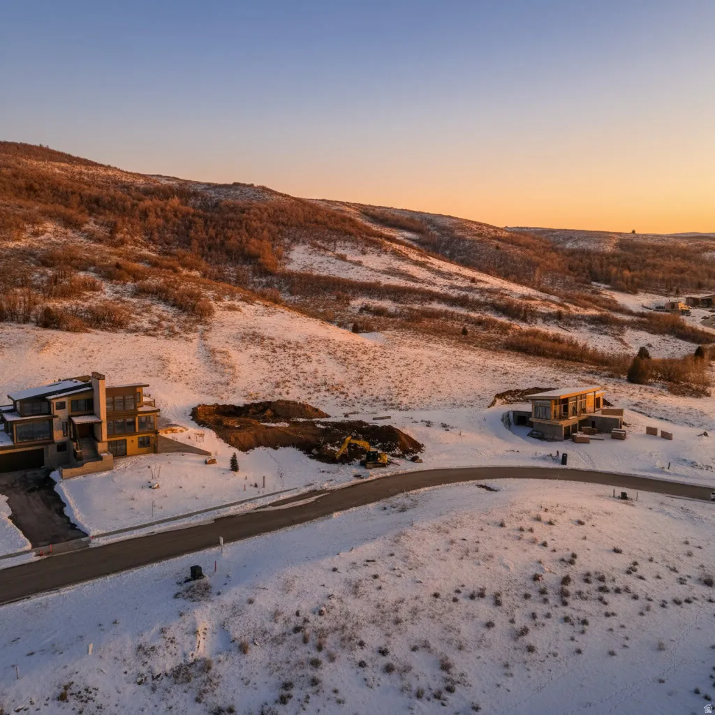 Aerial view at dusk