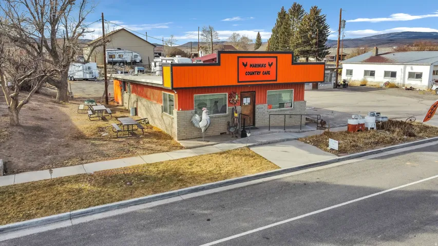View of building exterior with a mountain view