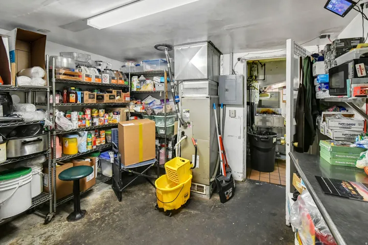 Storage room with electric panel and heating unit
