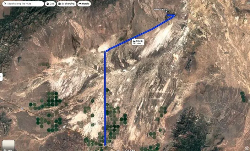 Aerial view of property's location with property parcel outlined