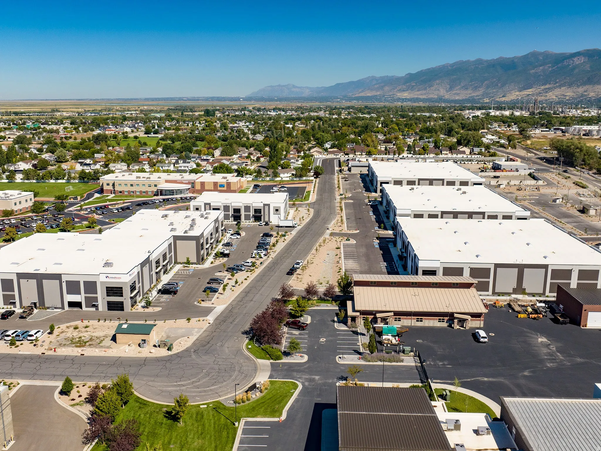 Aerial view of a mountainous background