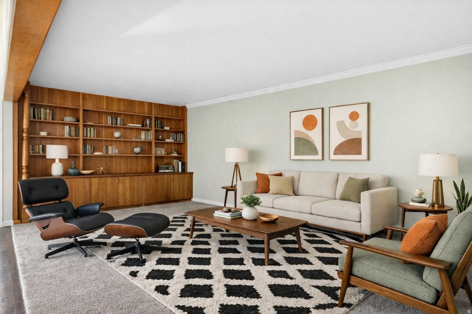 Living room with virtual staging