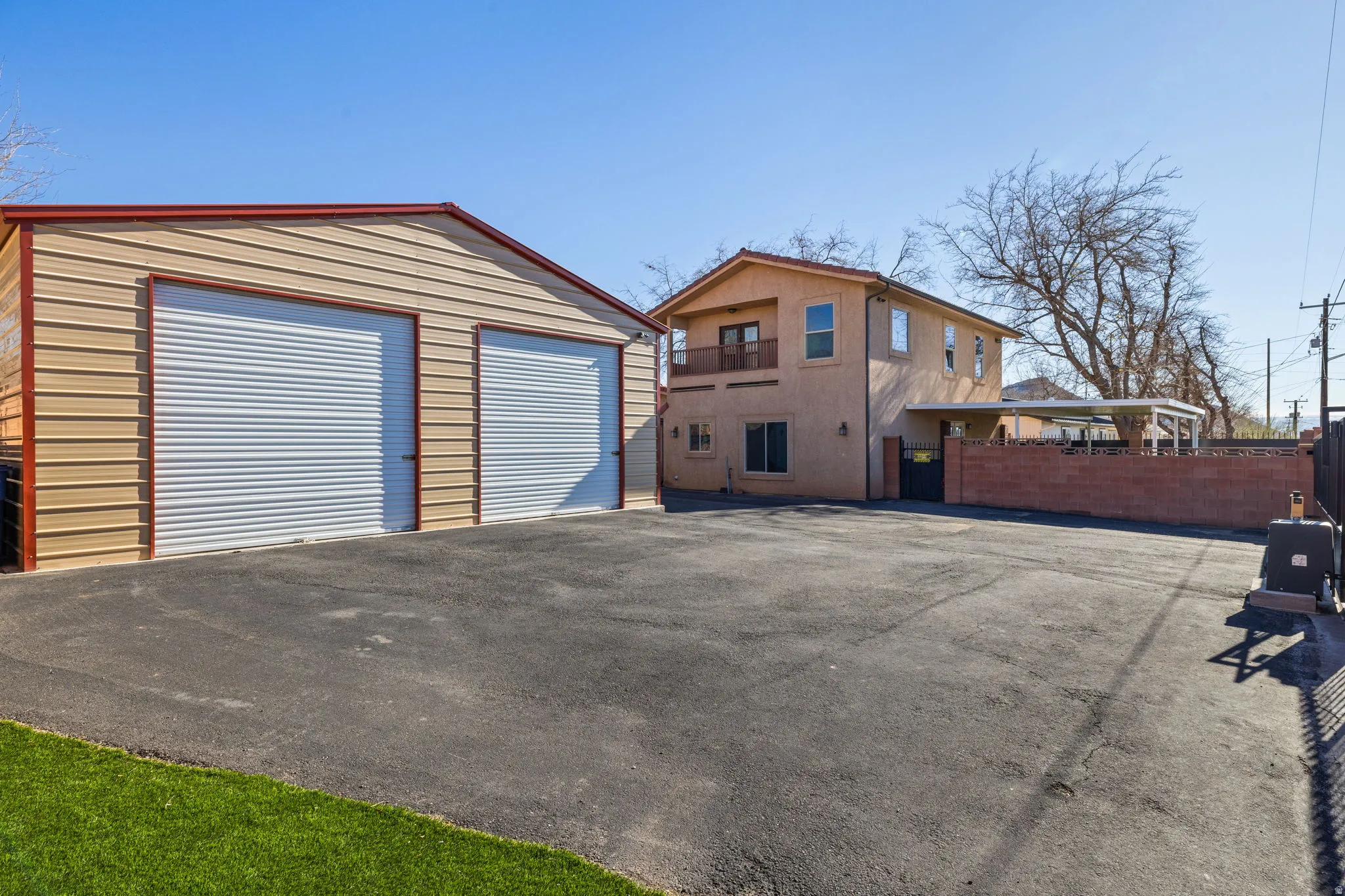 View of detached garage