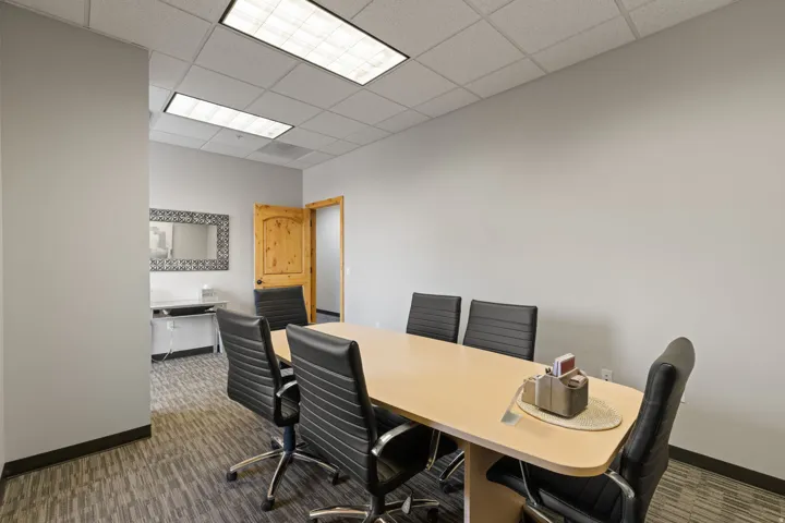 Office space with a drop ceiling