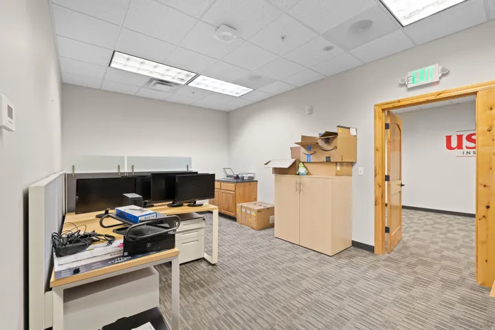 Office space with a drop ceiling