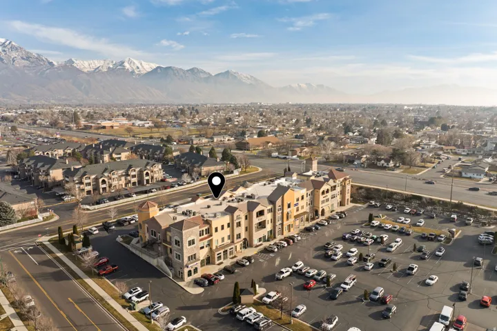 Drone / aerial view of a mountain backdrop
