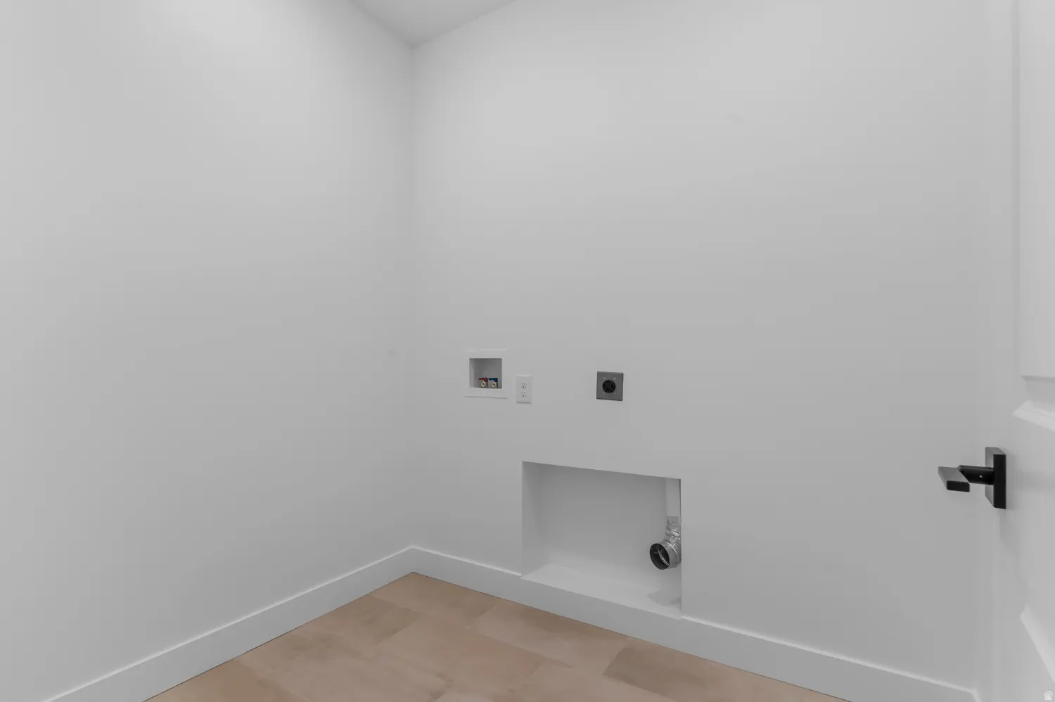 Laundry room with hookup for an electric dryer and hookup for a washing machine