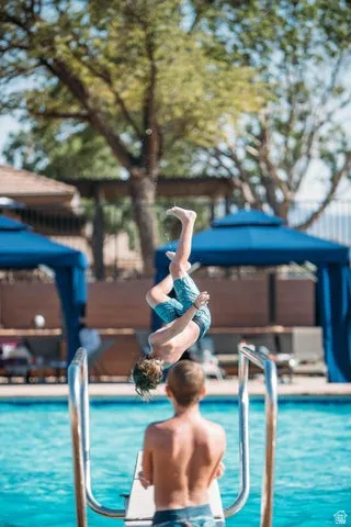 Community pool with a gazebo