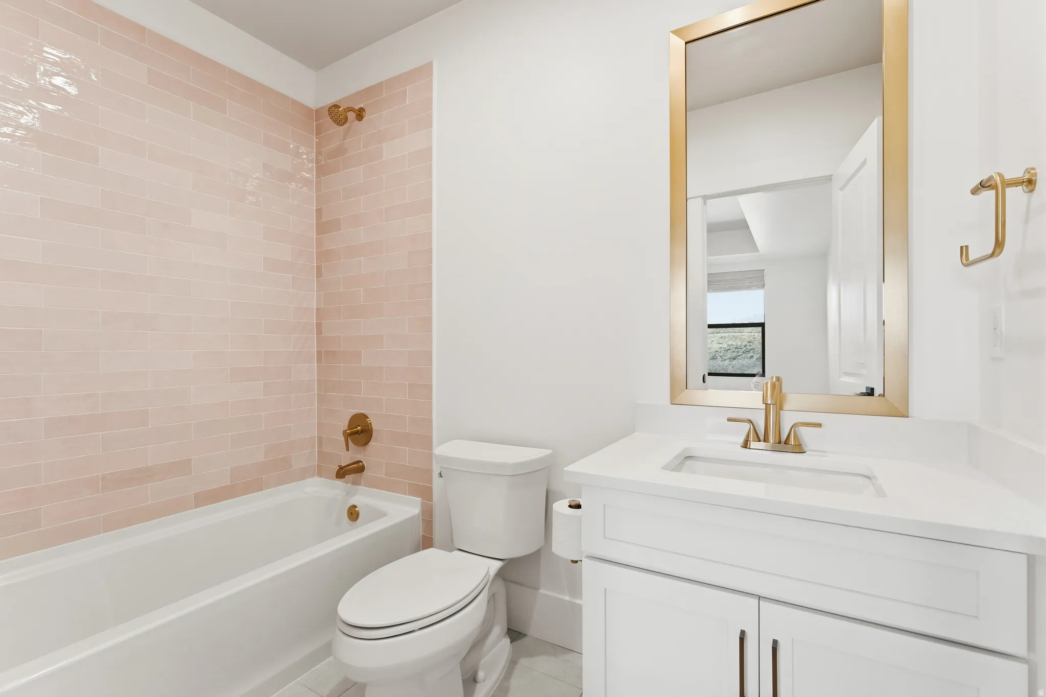 Basement Bedroom 1 full bathroom with vanity and  shower combination