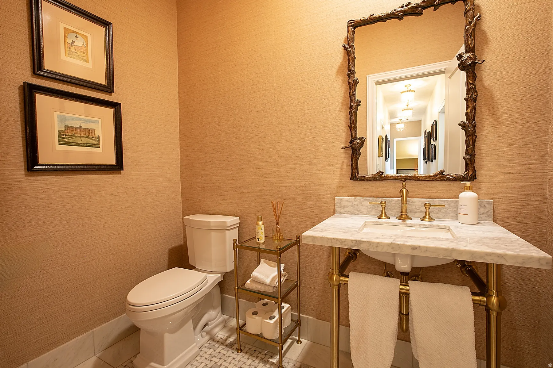 Bathroom with a sink and tile patterned floors