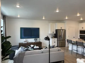 Living room with light wood-style floors